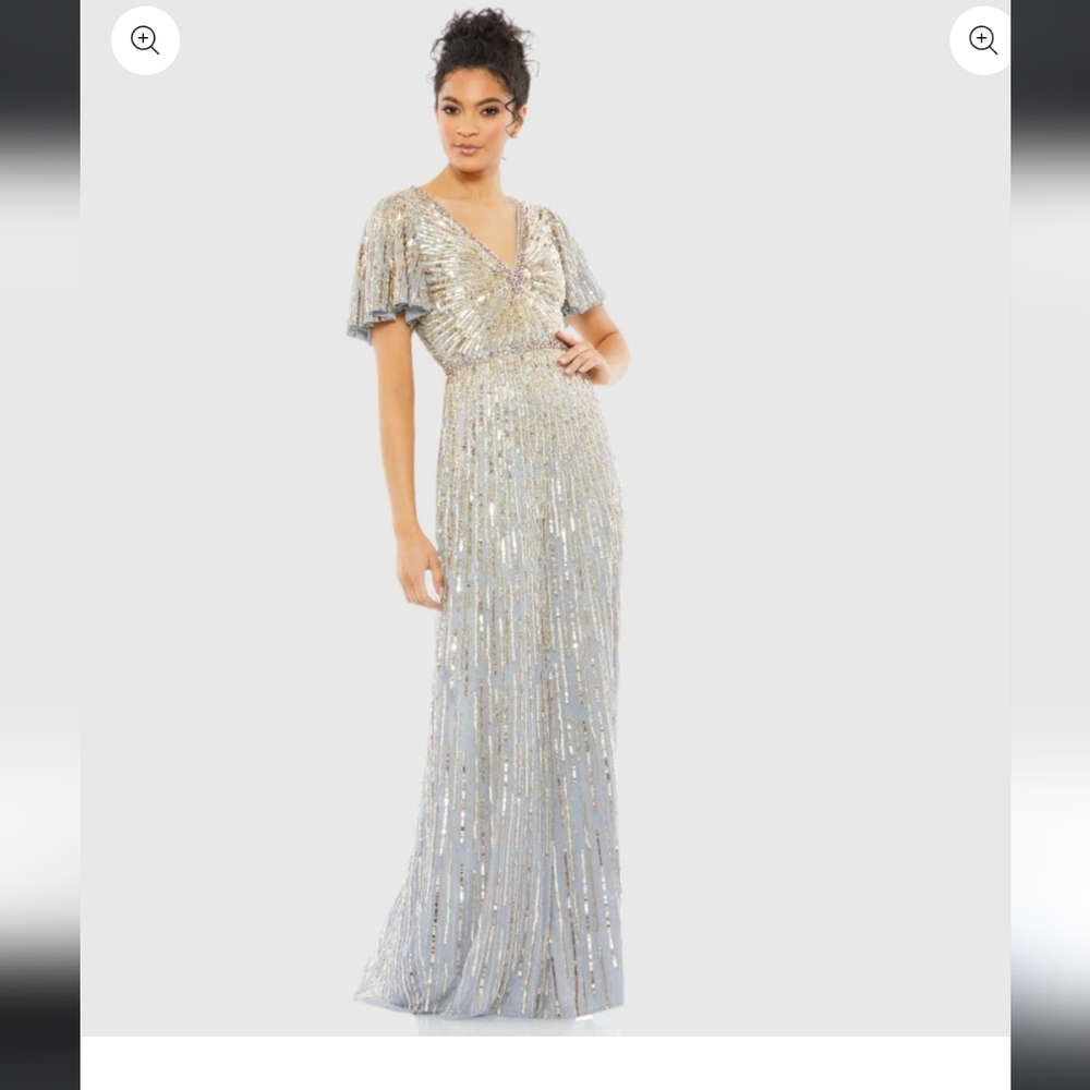 Mac Duggal Silver Sequin Gown